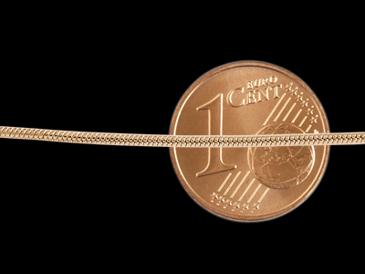 echt rose vergoldete Schlangenkette mit Größenvergleich
